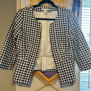 White House Black Market Black and White Houndstooth Blazer